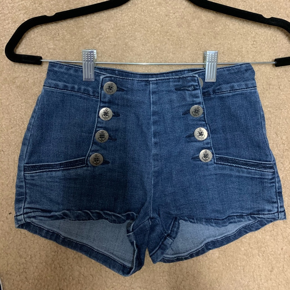 High waisted jean shorts